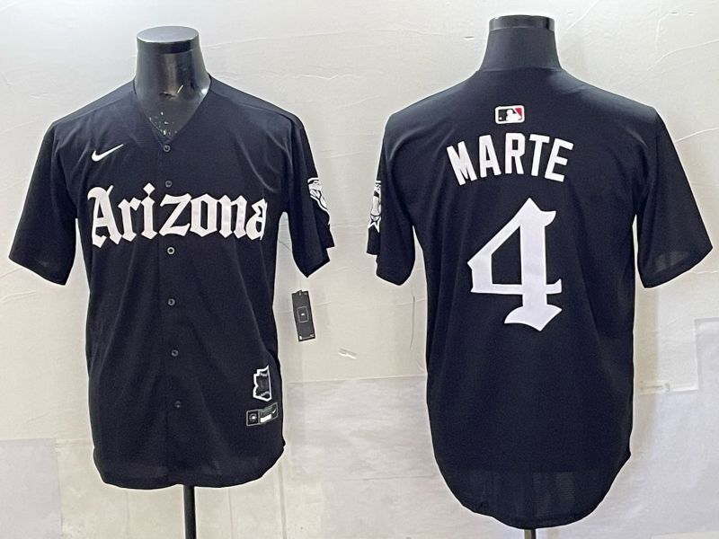 Men 2025 Arizona Diamondback #4 Marte black Joint Name Nike MLB Jersey style 004